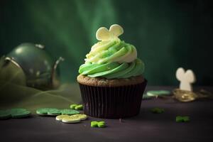 santo patrick's dia verde Bolinho , generativo ai foto