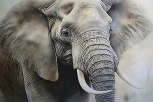 africano elefante aguarela pintura, lindo natural formulários, fresco limpar \ limpo formas, colorida, branco fundo , gerar ai foto