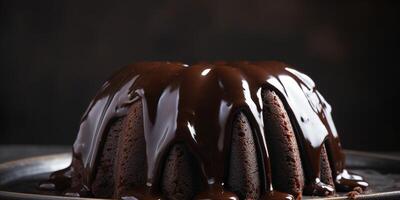 delicioso chocolate bolo sobremesa ai gerado foto