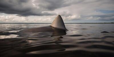 Tubarão e peixes dentro a oceano ai gerado foto