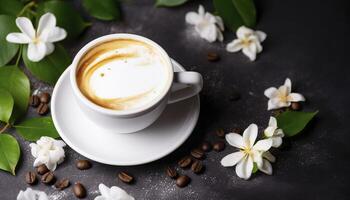 café com flor , generativo ai foto