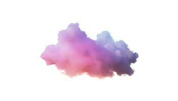 3d renderizar, brilhando colorida suave nuvem isolado em branco fundo. fofo cumulus atmosfera fenômeno. realista céu grampo arte elemento, gerar ai foto