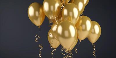 dourado balões com confete ai gerado foto