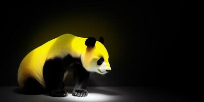 panda com amarelo luz atrás em isto ai gerado foto