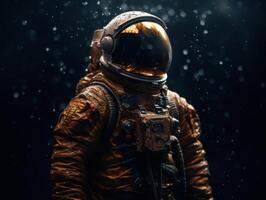 astronauta dentro traje espacial contra a fundo do a noite céu criada com generativo ai tecnologia foto