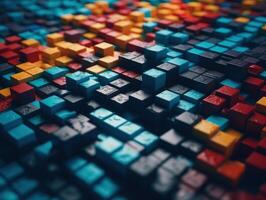futurista plástico cubos fundo abstrato geométrico mosaico rede quadrado azulejos padronizar generativo ai tecnologia foto