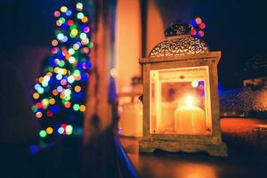 Natal vela lanterna foto