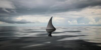 Tubarão e peixes dentro a oceano ai gerado foto