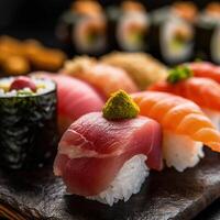 japonês Sushi ilustração ai generativo foto