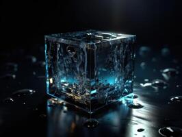 futurista vidro cubo fundo generativo ai tecnologia. foto