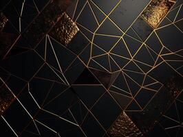 Sombrio Preto mosaico fundo com dourado linhas arte deco luxo estilo textura criada com generativo ai tecnologia foto