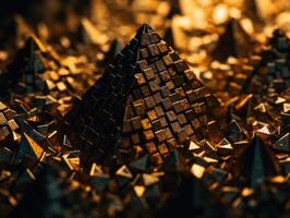 futurista abstrato dourado pirâmide geométrico fundo criada com generativo ai tecnologia foto