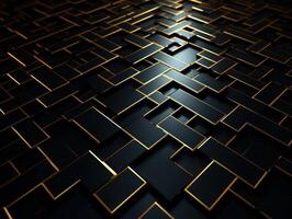 Sombrio Preto mosaico fundo com dourado linhas arte deco luxo estilo textura criada com generativo ai tecnologia foto