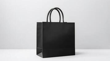 Preto papel compras bolsa. ilustração ai generativo foto