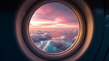 avião janela. ilustração ai generativo foto