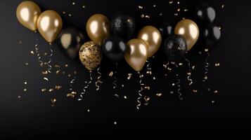 feriado Preto fundo com balões. ilustração ai generativo foto