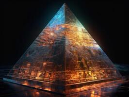 futurista abstrato pirâmide geométrico fundo criada com generativo ai tecnologia foto