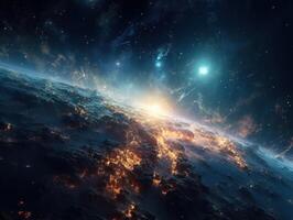 noite céu universo preenchidas com estrelas e nebulosa galáxia abstrato cosmos fundo. foto