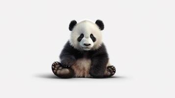 panda sentar em branco fundo, generativo ai foto