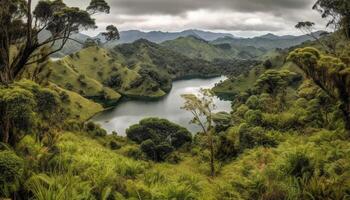 montanha pico reflete beleza dentro tranquilo cena gerado de ai foto