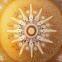 australiano aborígene obra de arte do intrincado antigo simbolismo ouro branco luminoso cores ai gerado foto