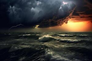 uma tempestade sobre a oceano ai generativo foto