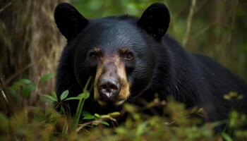 fofa Preto e branco panda caminhando dentro molhado floresta tropical gerado de ai foto