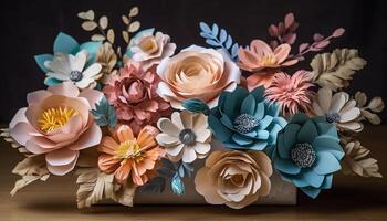 abstrato floral Projeto em madeira material para moderno papel de parede pano de fundo gerado de ai foto