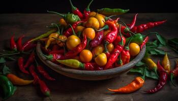 saudável comendo com orgânico, fresco, e picante vegetal variações gerado de ai foto