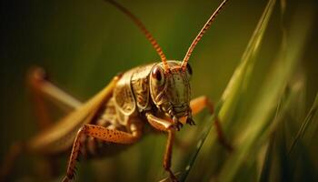 verde gafanhoto em folha, beleza dentro natureza generativo ai foto