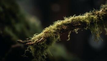 verde folha crescimento em velho árvore tronco gerado de ai foto