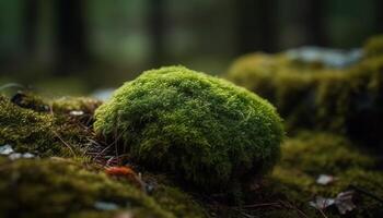 fresco verde folhas crescer em floresta árvore tronco gerado de ai foto