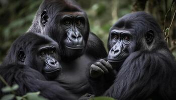 primata retrato fofa macaco encarando às Câmera gerado de ai foto