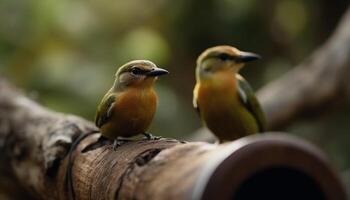 abelha comedor empoleirar-se em filial, cercado de natureza gerado de ai foto