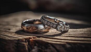 brilhante ouro Casamento anel simboliza eterno amor gerado de ai foto