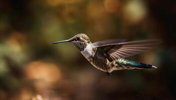 beija Flor pairando, espalhando iridescente asas meio ar gerado de ai foto