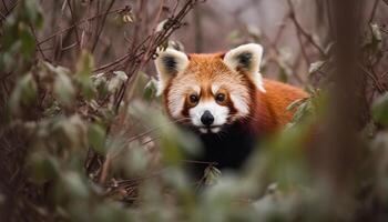 fofo vermelho Raposa olhando às Câmera ao ar livre gerado de ai foto