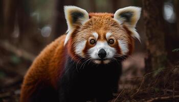 fofa cachorro olhando às Câmera dentro Relva gerado de ai foto