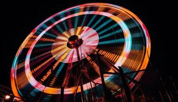 fiação roda do vibrante cores acendendo excitação gerado de ai foto