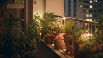 fresco verde em vaso plantar traz natureza dentro de casa para moderno decoração gerado de ai foto