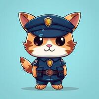 gatinho soldado e polícia Projeto. polícia gatinho desenho animado coleção para crianças coloração Páginas. gatinho polícia desenho animado em uma branco fundo. colorida gatinhos vestindo polícia ternos conjunto Projeto. ai gerado foto