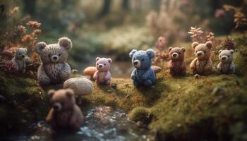brincalhão jovem animais dentro natureza, uma colorida coleção do alegria gerado de ai foto