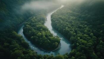 zangão captura tranquilo beleza dentro natureza Alto acima montanha alcance gerado de ai foto