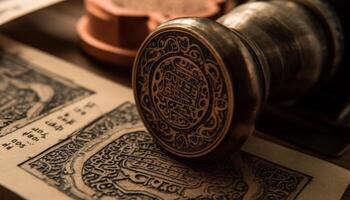 rico Antiguidade moeda simboliza sucesso dentro velho formado finança e economia gerado de ai foto
