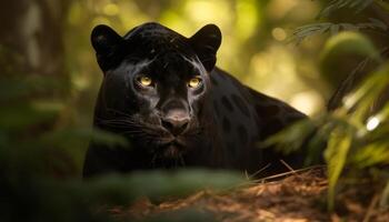 visto felino olhando fixamente, beleza dentro natureza, listrado pelagem, fechar acima retrato gerado de ai foto