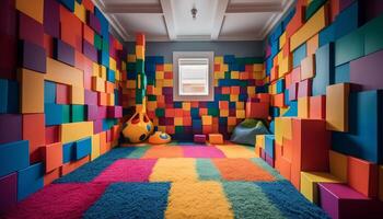 vibrante cores e moderno Projeto crio confortável casa interior elegância gerado de ai foto
