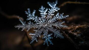 afiado gelo cristais em verde abeto árvore, inverno celebração decoração gerado de ai foto