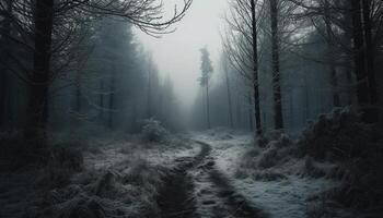 assustador floresta mistério escuro, surreal, e cheio do Perigo gerado de ai foto