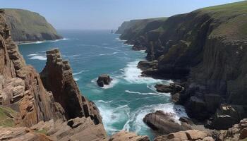 majestoso litoral, erodido penhascos, e selvagem águas atrai turistas gerado de ai foto