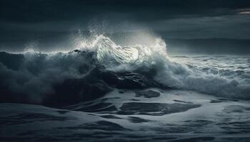 quebra ondas spray e batida em Sombrio litoral, temor inspirador beleza gerado de ai foto